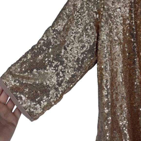Maurices Cardigan Jacket Women Small Copper Sequin Draped Open Front Half Sleeve - Picture 2 of 8